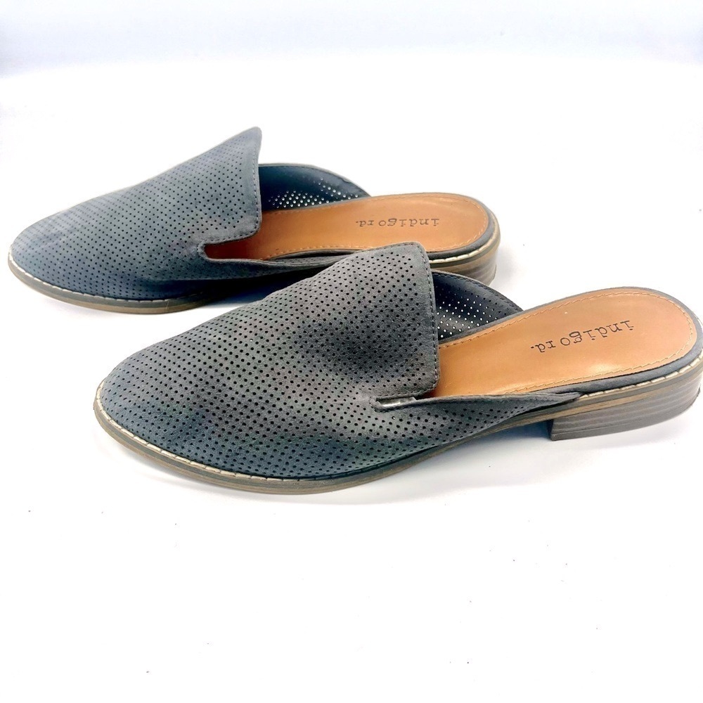 Indigo Rd. Suede Almond Toe Slip-on Mules in Blue Size 7M - Picture 2 of 5